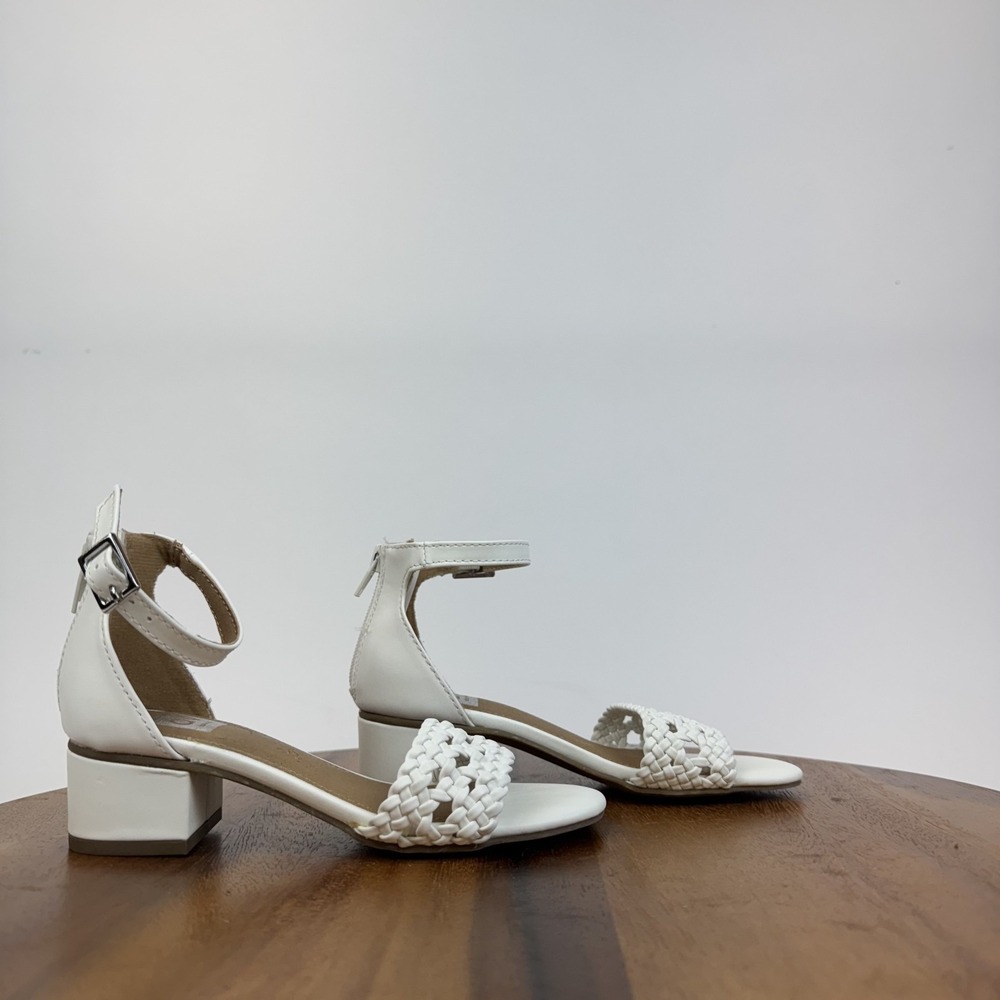 New Little Kids Dolce Vita Girlie White Braided Strap Heeled‎ Sandals Size 13 C